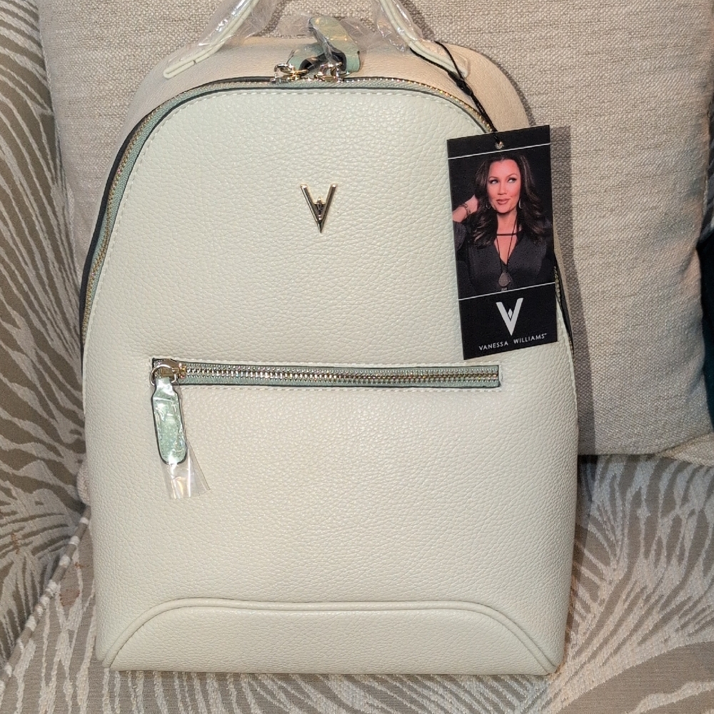 Vanessa Williams Cream Backpack With Mint Trim